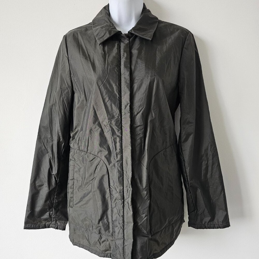 ESPRIT Dark Green Nylon Zipper Jacket With Velvet Lining Size 160/84A
